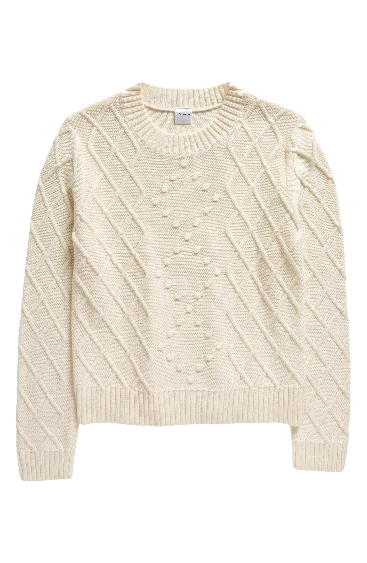 Nordstrom Kids' Mix Stitch Cotton Crewneck Sweater | Nordstrom | Nordstrom