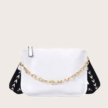 Letter Graphic Satchel Bag With Chain Handle | SHEIN