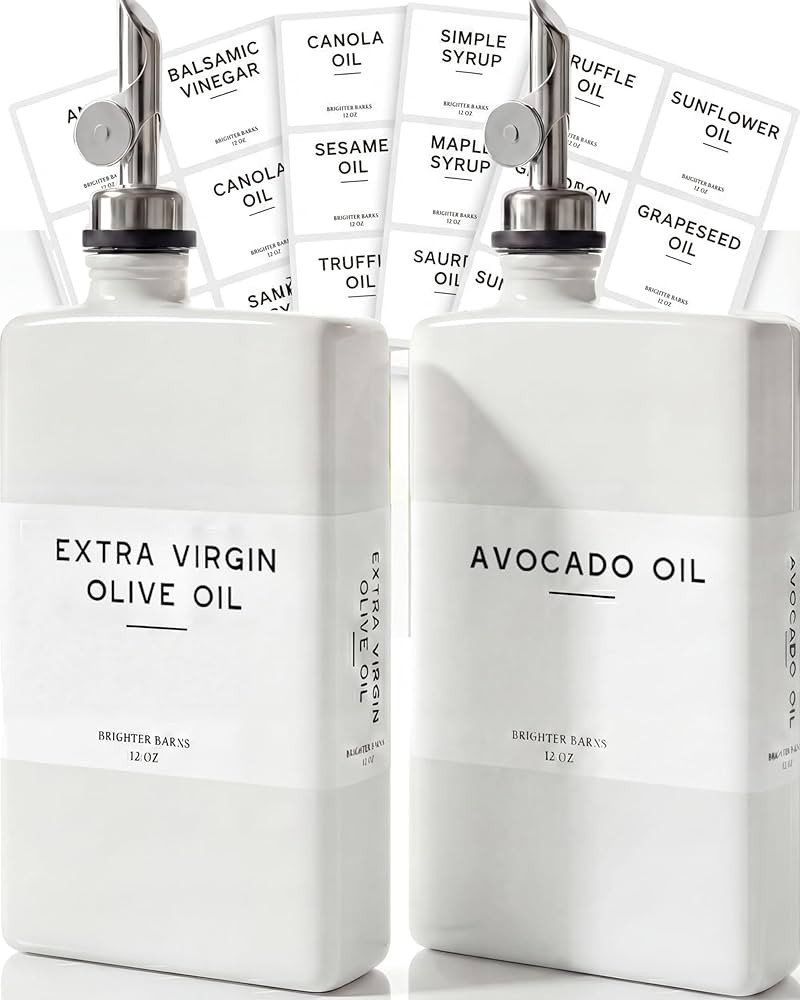 Luxury Glass Olive Oil Dispenser Bottle for Kitchen by Brighter Barns - Oil and Vinegar Bottles, ... | Amazon (US)