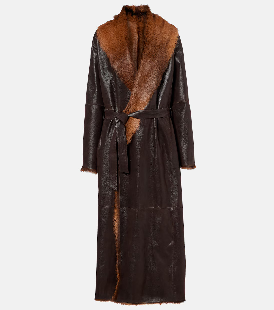Shearling-lined leather wrap coat | Mytheresa (US/CA)
