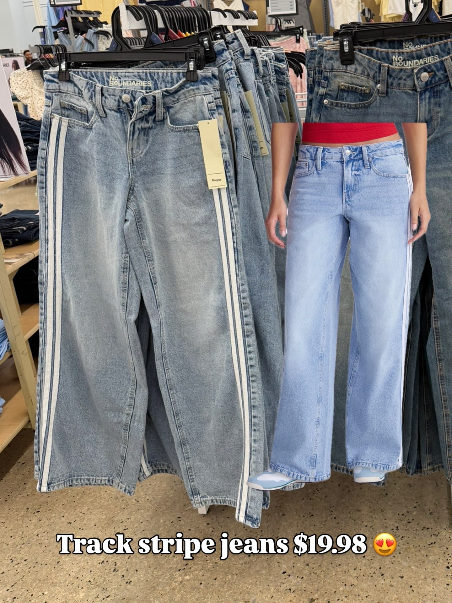 Track stripe jeans at Walmart