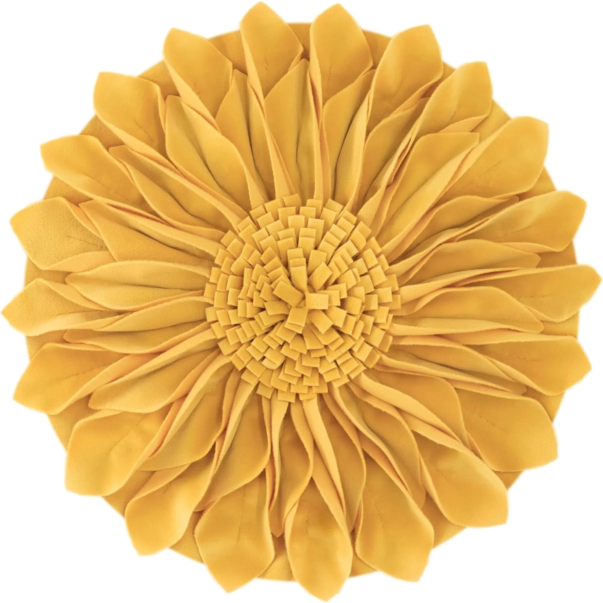 JWH 3D Round Handmade Decorative Velvet Sunflower Throw Pillows with Insert 12inch Gold | Walmart (US)
