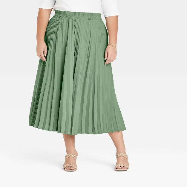 Women's High-Rise Midi Slip Pleated A-Line Skirt - A New Day™ | Target