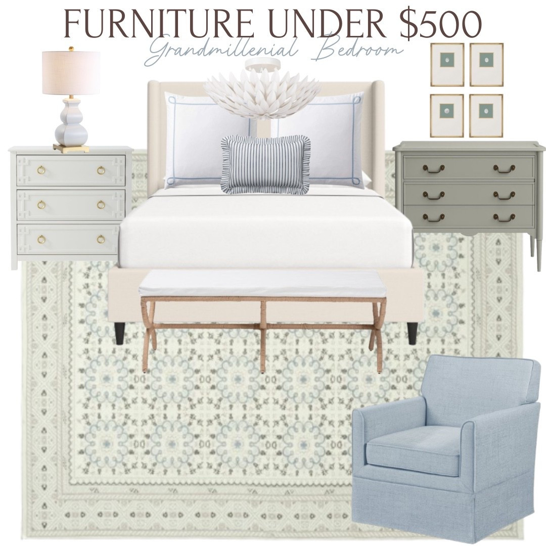 The sweetest grandmillenial bedroom design using all furniture finds under $500 🩵

#LTKFindsUnder100 #LTKSaleAlert #LTKHome