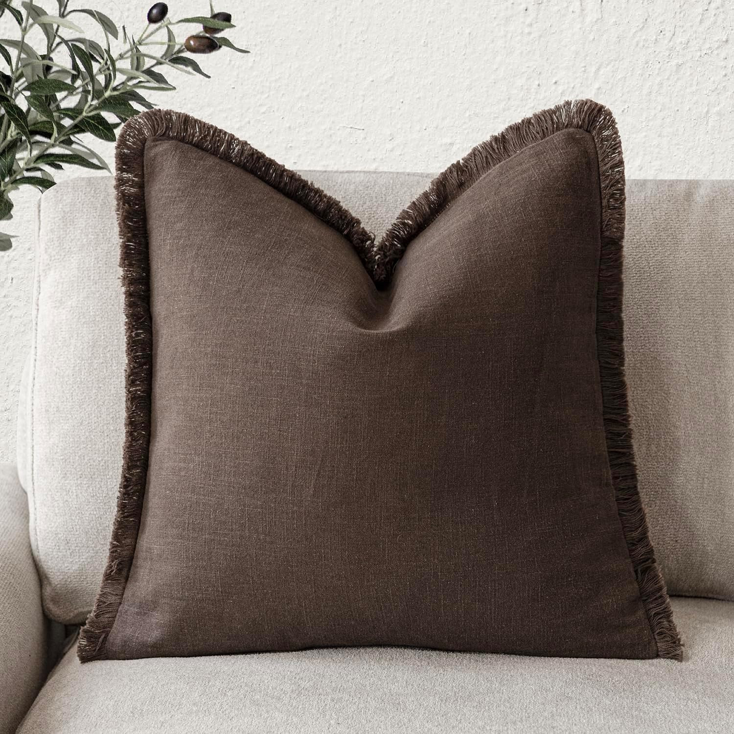 Foindtower Decorative Linen Fringe Throw Pillow Covers Cozy Boho Farmhouse Cushion Cover with Tas... | Amazon (US)