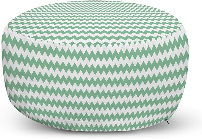 Ambesonne Mint Pouf Cover with Zipper, Chevron Pattern Horizontal Zigzag Twisty Turns Modern Azte... | Amazon (US)