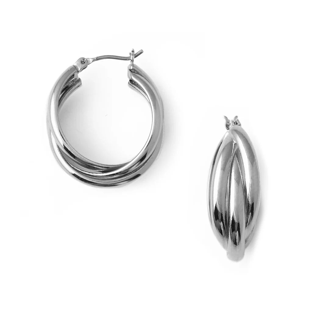 Interlocking Hoop Earrings - Silver | Orelia London