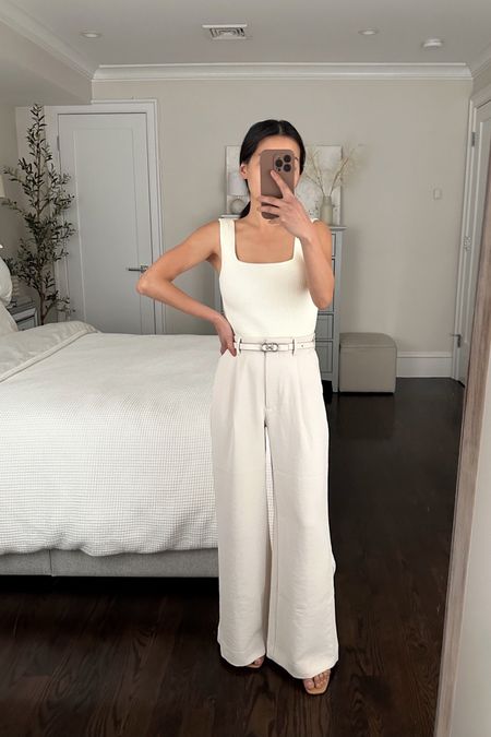 Pants are on sale and restocked + in a new light neutral color!

•Wide leg crepe pants 24 short - the waist runs a little bigger for me on these, (and bigger in comparison to Sloane crepe pants). I got a 24 short and it’s still a bit loose. The fabric on these is more cream and double layered with beautiful drape. The light “brown color” is actually a pretty light taupe 

•Reformation tank xs (worn with B6 nipples) 

•Reformation sandals 5 
•Edited Pieces mini belt xxs (EditedPieces.com) 

#petite

#LTKSeasonal #LTKstyletip #LTKunder100