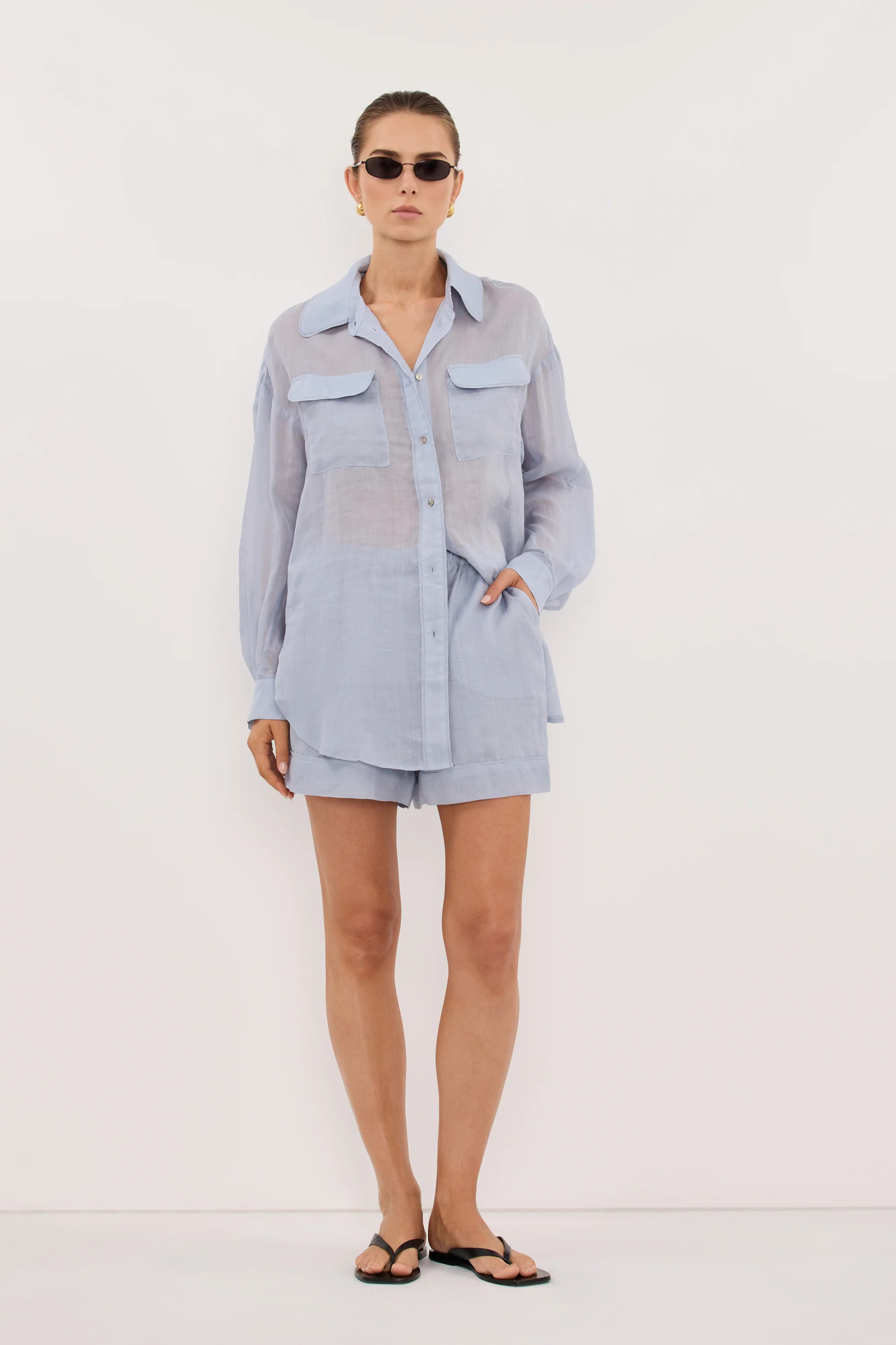 KAI DUSTY BLUE RAMIE SHORT | DISSH