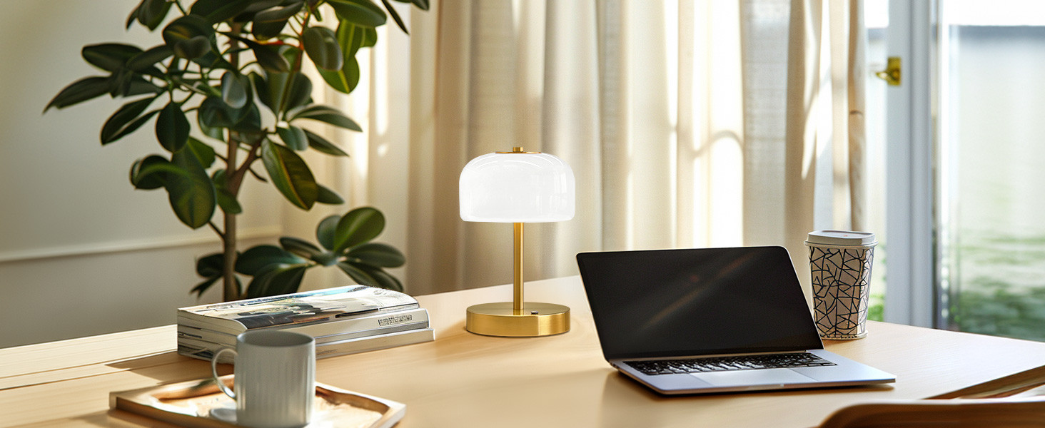 Oneach Portable Cordless Table Lamp, Rechargeable Battery Powered Lamp with Opal Glass Shade, 3-W... | Amazon (US)