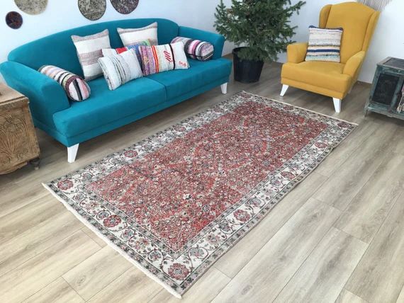 Turkish rug, Wool rug, Bohemian rug, Vintage rug, Ethnic rug, Oushak rug, Turkey rug, Floral rug,... | Etsy (US)