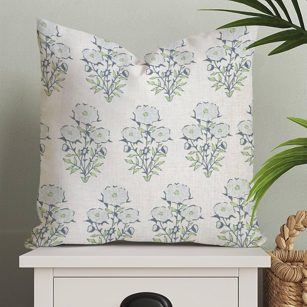 Mughal Flower Chinoiserie Style Pillow Case Blue Euro Sham Pillow Cover Asian Cushion Cover 18x18... | Amazon (US)