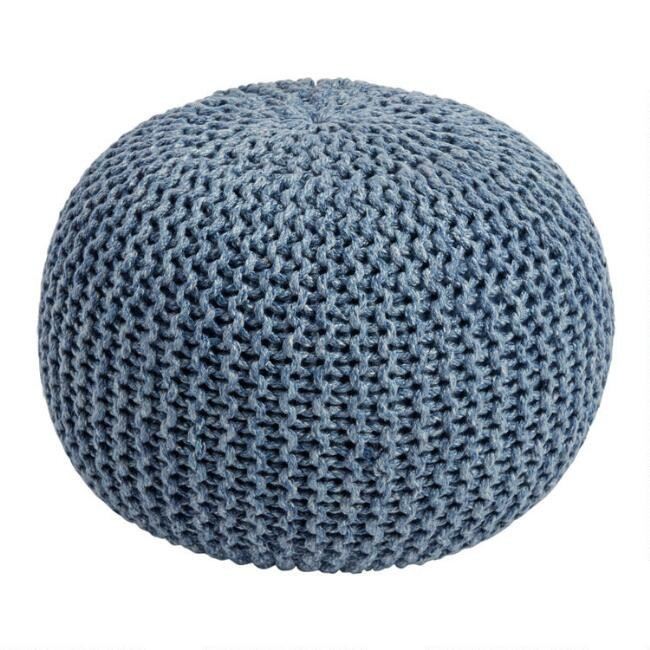 Round Knit Indoor Outdoor Pouf | World Market