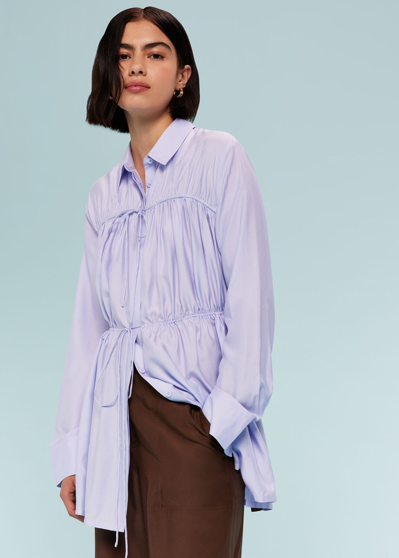 Drawcord Cut Out Back Shirt | Whistles