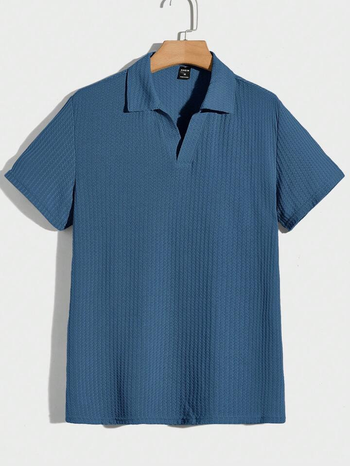 Manfinity RelaxMax Men Solid Waffle Knit Polo Shirt | SHEIN