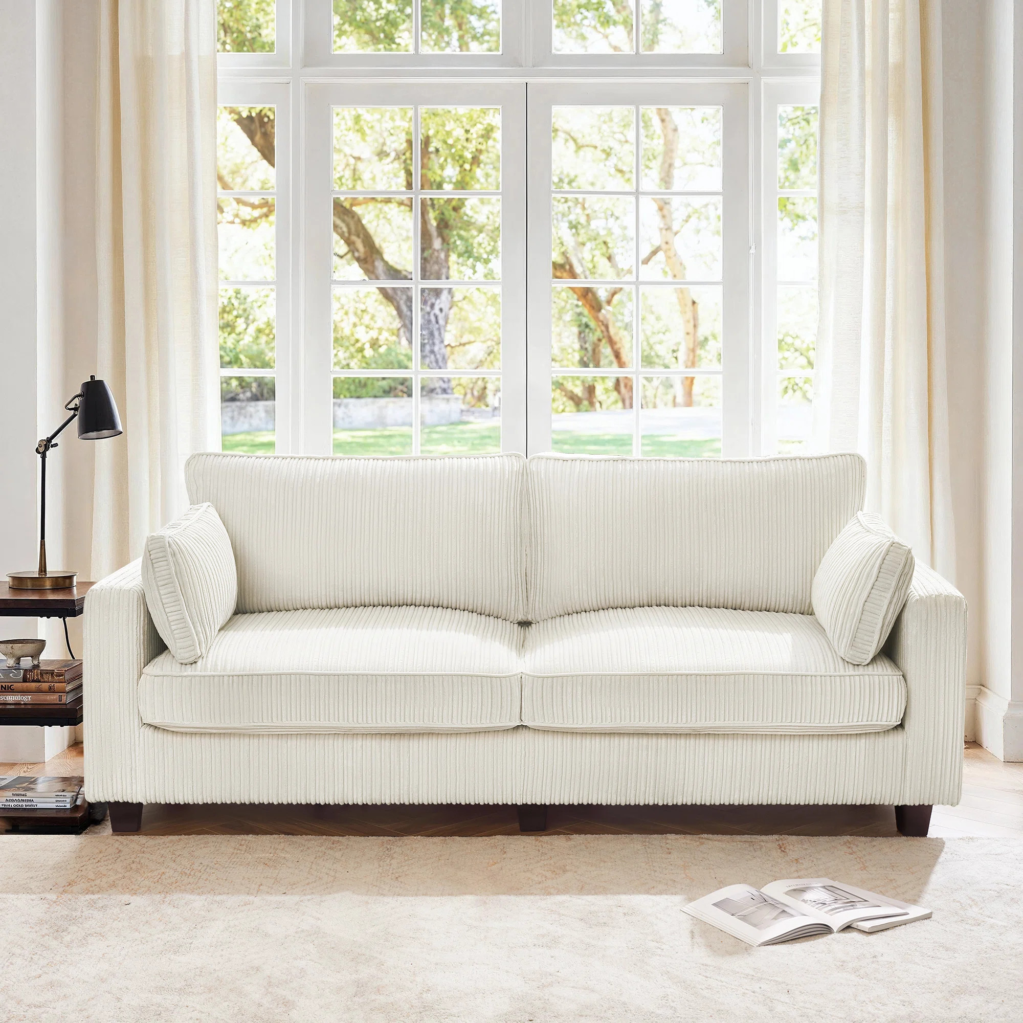 80.71'' Upholstered Square arm standard  3 seater sofa | Wayfair North America