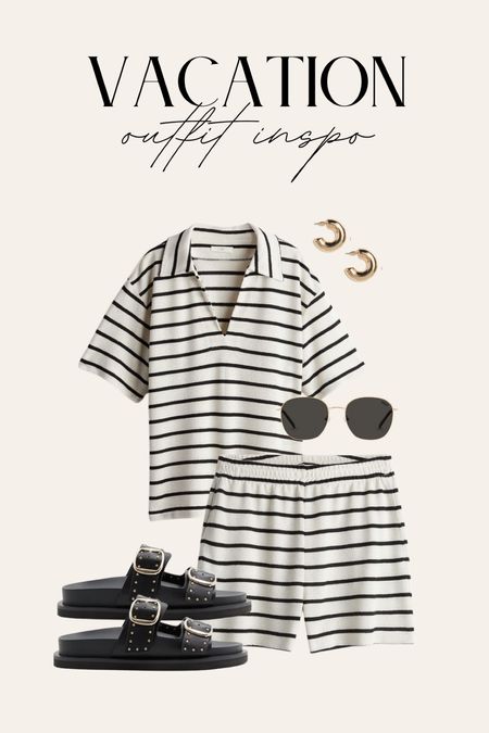 Vacation Outfit Idea
beach outfit, summer outfit, matching set, summer sandals, sunglasses, gold earrings 

#LTKstyletip