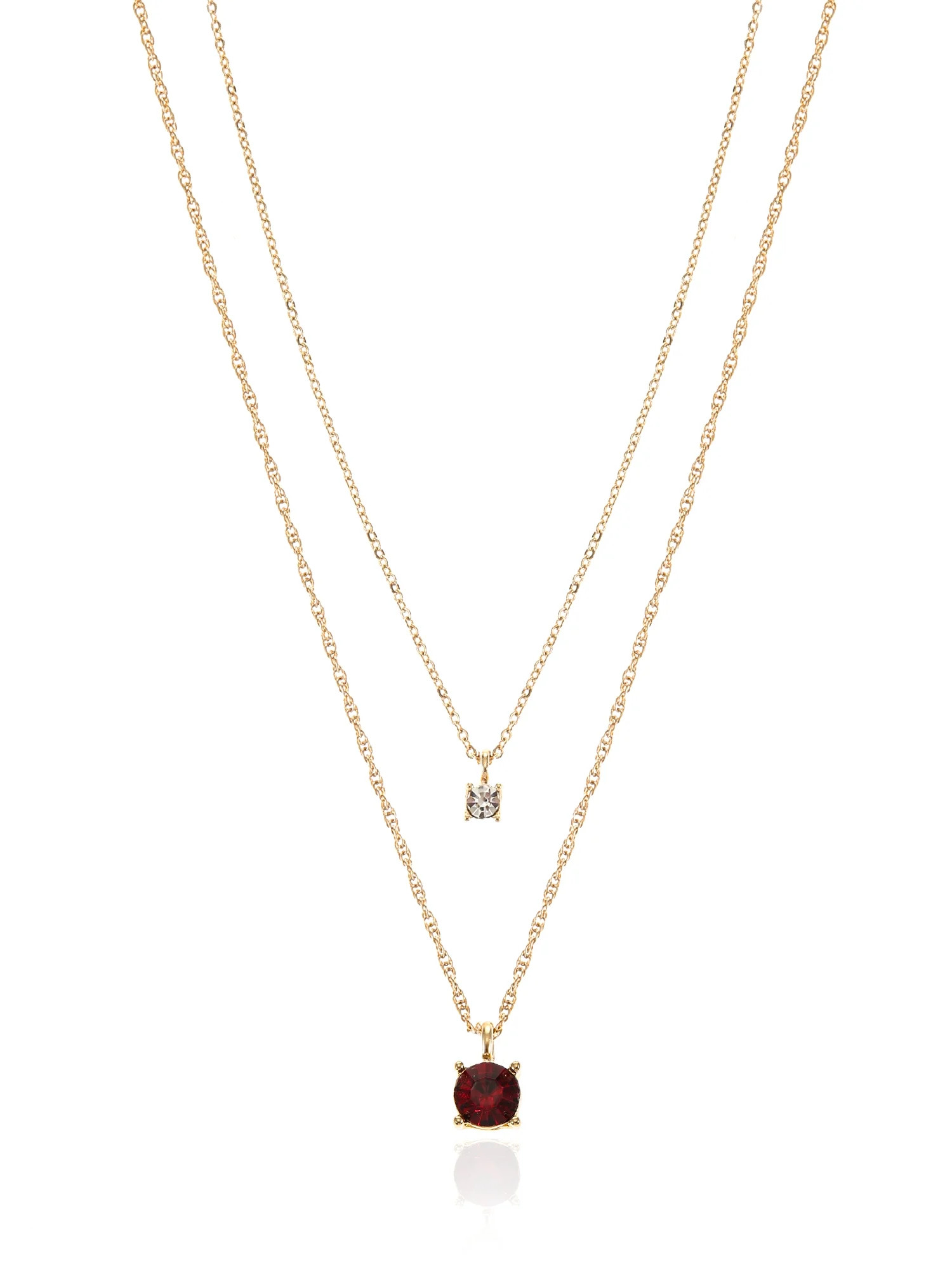 Time and Tru Goldtone Birthstone Necklace Set, January, Red, 2 Pieces | Walmart (US)