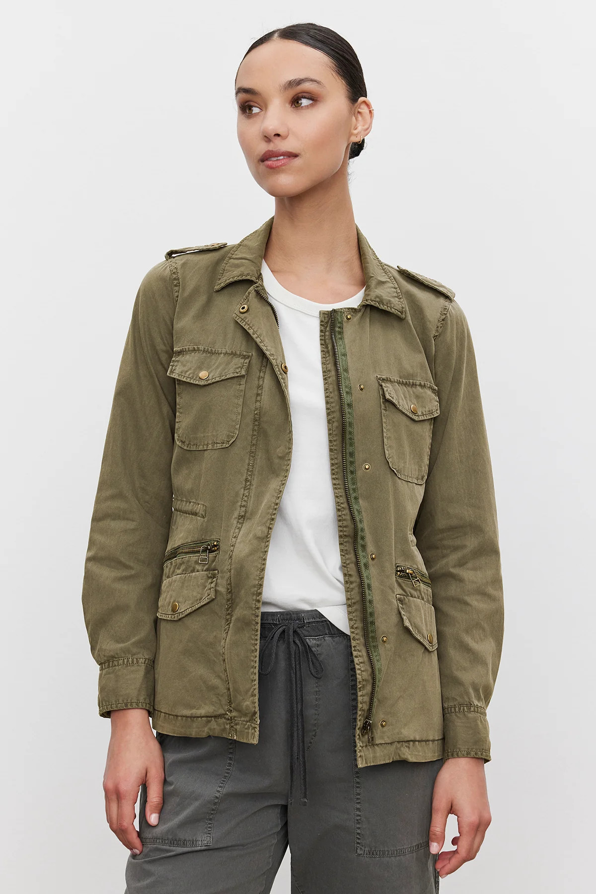 RUBY LIGHT-WEIGHT COTTON TWILL ARMY JACKET | Velvet by Graham & Spencer