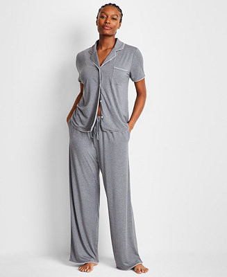 Women's Fluid Knit Notched Pajama Set, Exclusively at Macy's | Macy's