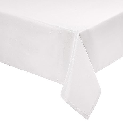 Amazon Basics Rectangle Washable Polyester Fabric Tablecloth - 90" x 156", Ivory, Pack of 2 | Amazon (US)