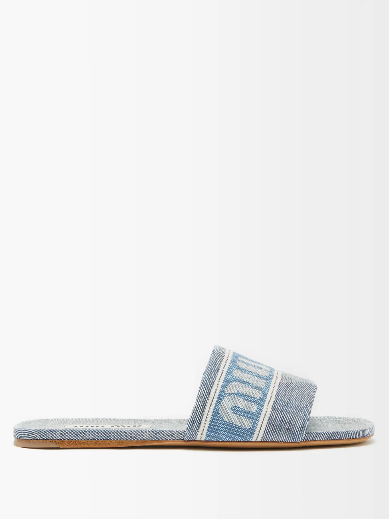 Logo-jacquard denim slides | Miu Miu | Matches (UK)