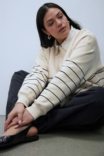 Sweatshirt - Cream/striped - Ladies | H&M US | H&M (US + CA)