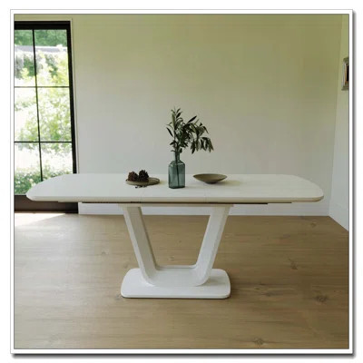 62.99-78.74" Expandable Dining Table, MDF kitchen dining table, and modern industrial style dining table with U-shaped leg | Wayfair North America