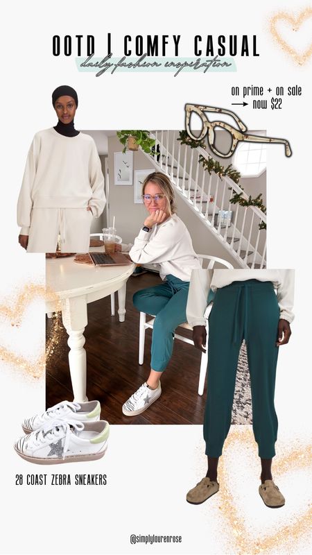 Daily OOTD! Wearing size 6 in top (white opai, size 6 in bottoms (color green jasper), size 8 in shoes (tts), and in color ivory pattern for glasses


Amazon. Lululemon. Pants. Lounge. Sweats. Shoes. Sneakers. Sweatshirt. Glasses. Fall. Winter. Comfy. Casual. 28 coast.

#LTKsalealert #LTKstyletip
