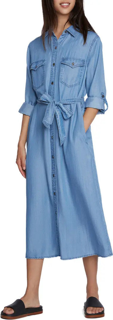 Wash Lab Denim Soft Denim Belted Midi Shirtdress | Nordstrom | Nordstrom