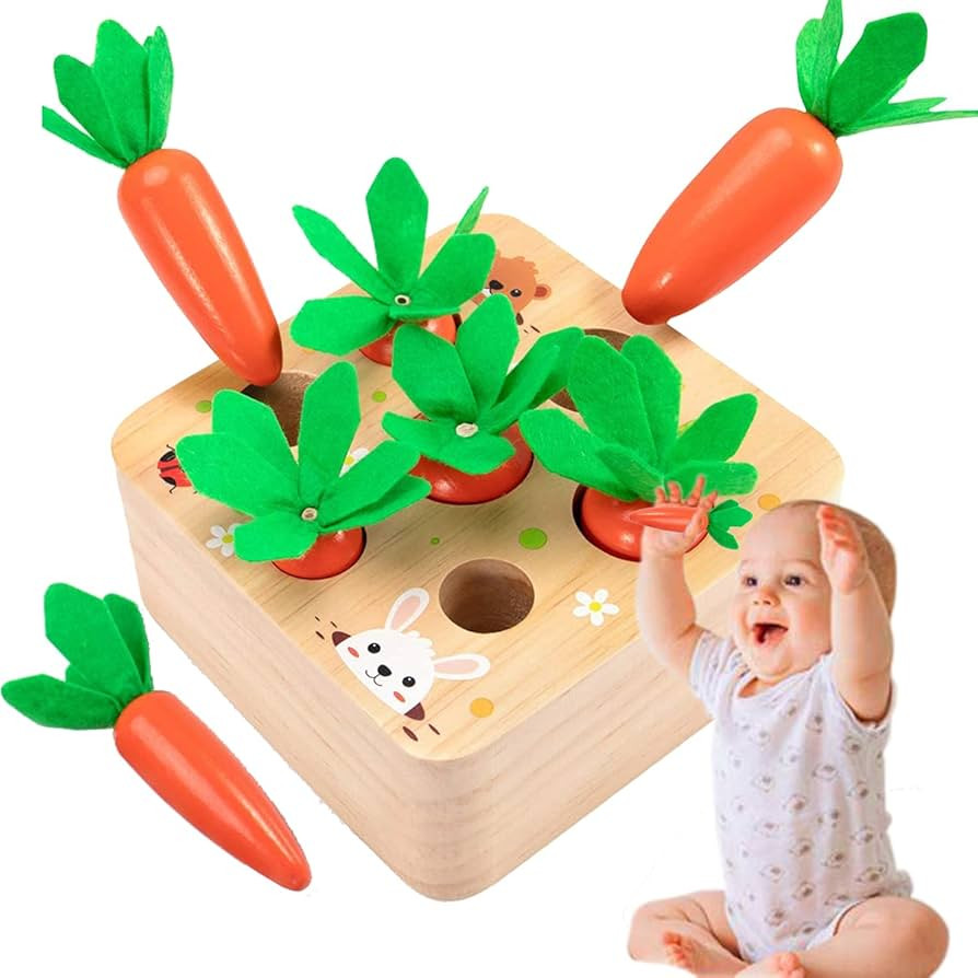Wooden Montessori Toys for Toddlers 1-3 Years Old, Carrot Toys Shape Size Sorting Game, Baby East... | Amazon (US)
