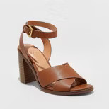 Women's Beatriz Faux Leather Crossband Stacked Heel Pumps - A New Day™ | Target