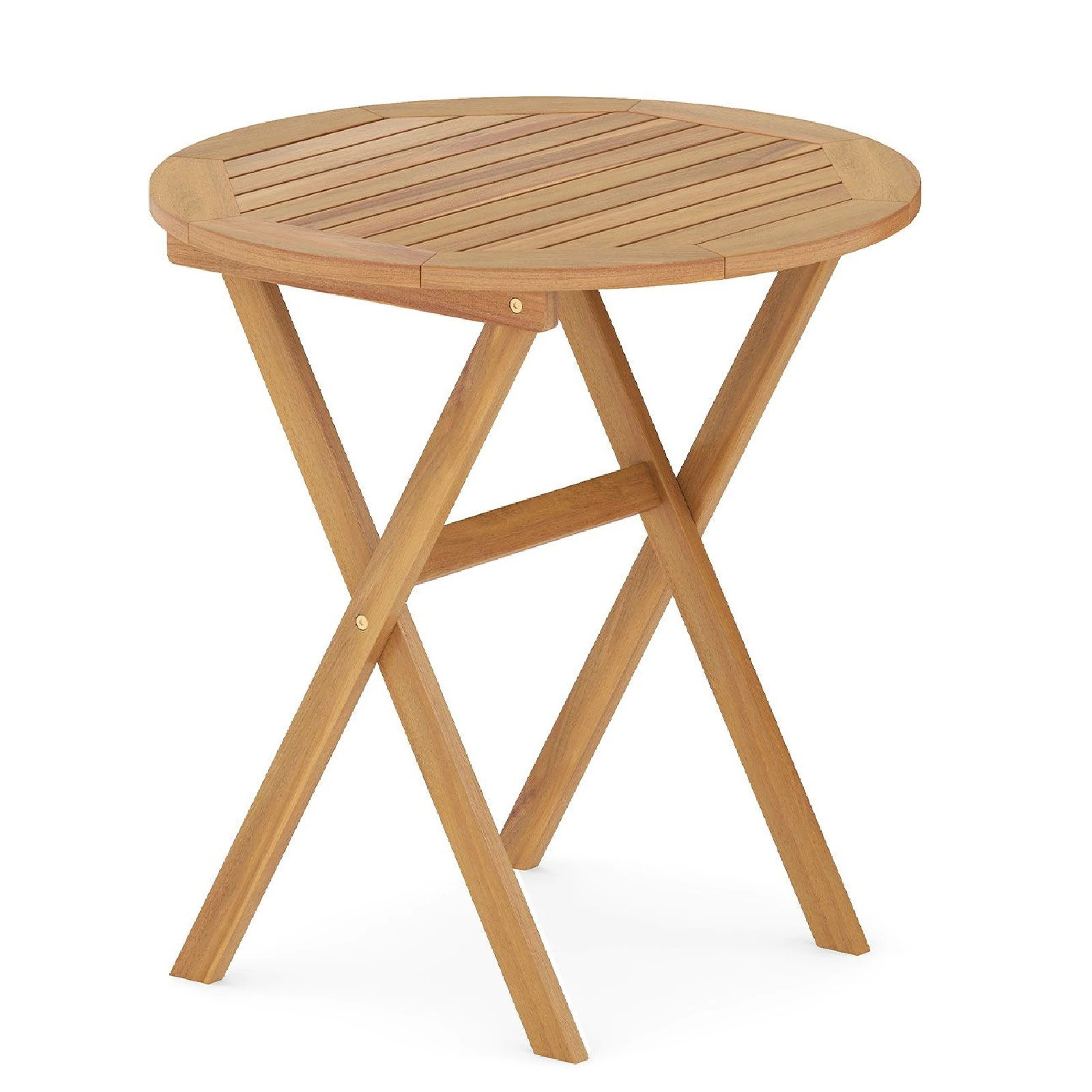 Slickblue Acacia Wood Outdoor Round Folding Table (26 in W x 26 in L) Natural Finish Side Table with Foldable Design for Patio Garden or Balcony | Lowe's