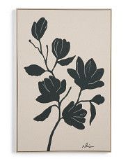 24x36 Botanical Flowers On Linen Black Wall Art | Marshalls