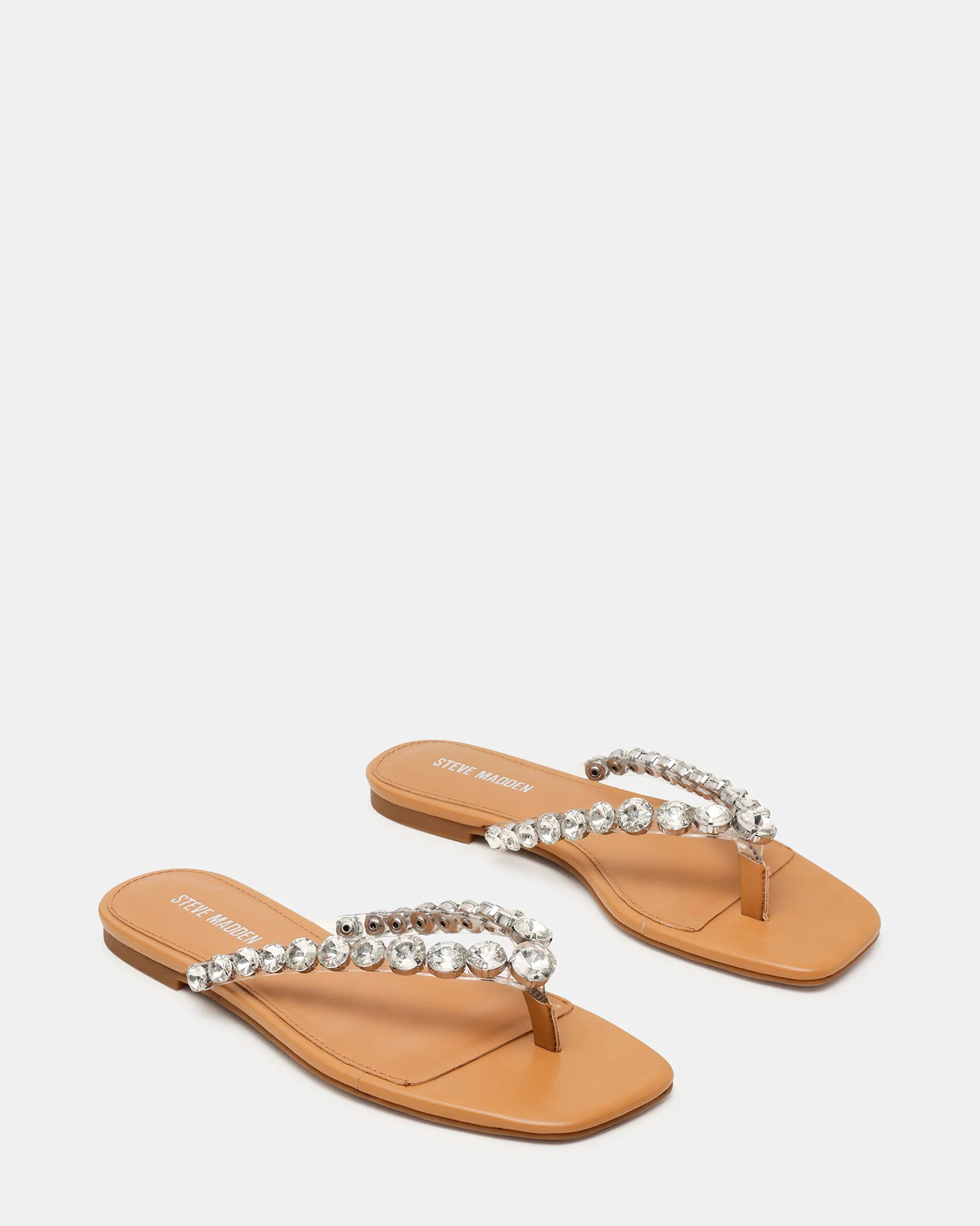 MARBLE Rhinestones Silver Multi Thong Square-Toe Women's Sandal | Steve Madden (US)