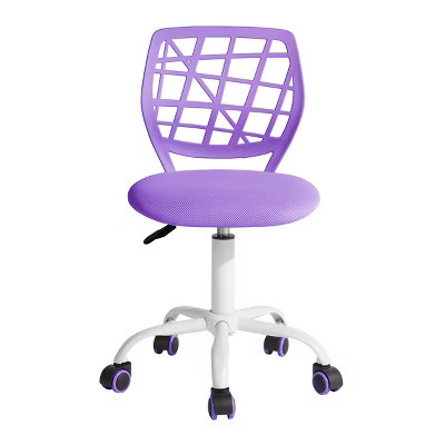 FurnitureR Desk Chair, Adjustable Computer Task Chair Office Chairs with Plastic Backrest and Padded Seat Cushion, Swivel Chair with Wheels, Purple | Target