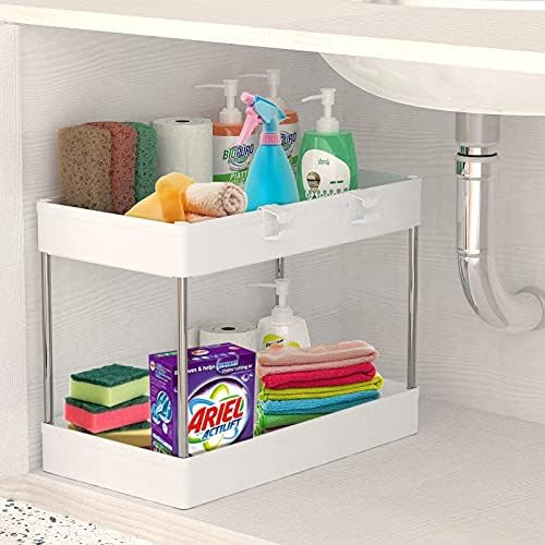 SPACEKEEPER Under Sink Organizer, 2 Tier Under Sink Storage Organizer, Bathroom Standing Rack, Bath  | Amazon (US)