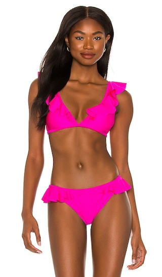 X REVOLVE Rubi Ruffled Bikini Top in Hot Pink | Revolve Clothing (Global)