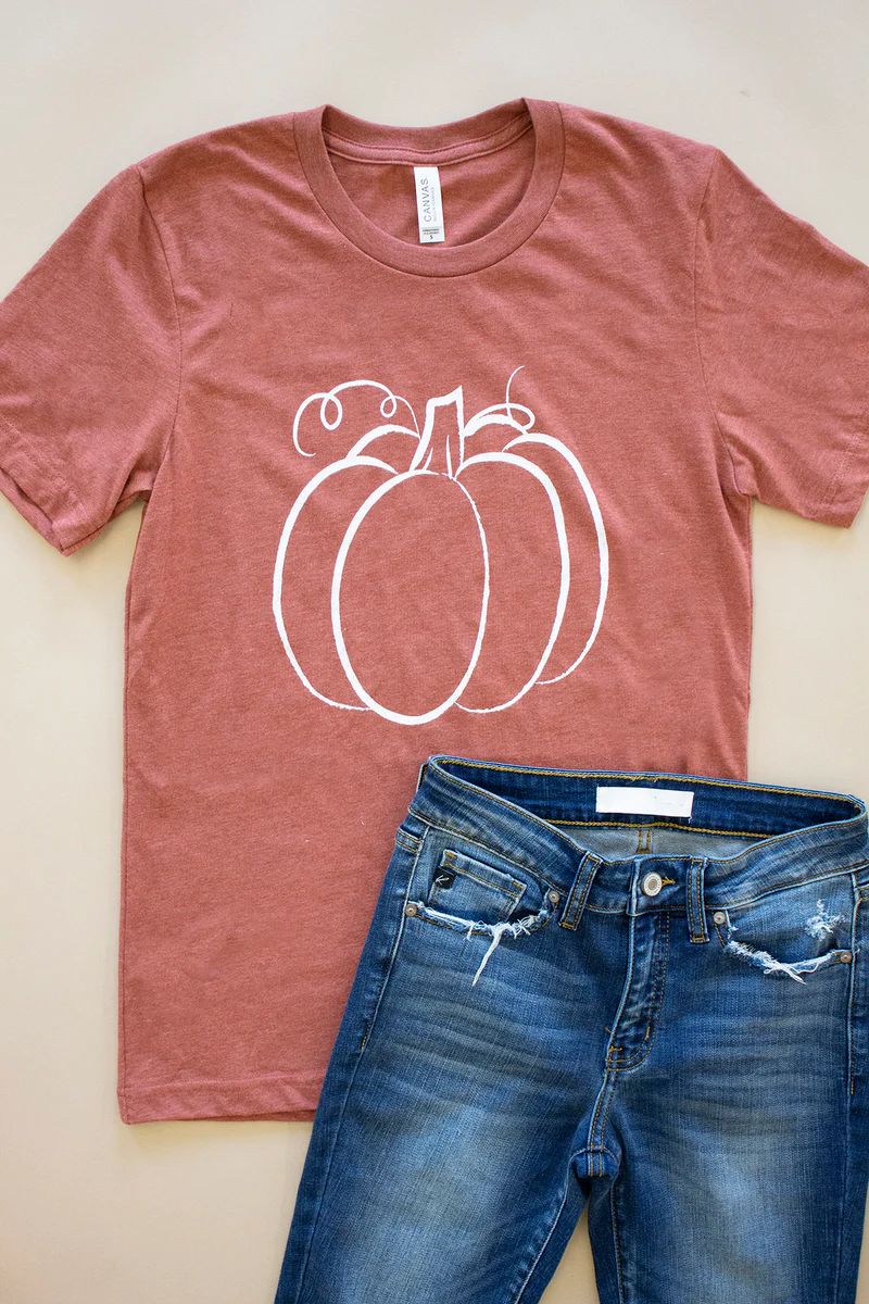 Pumpkin Outline Tee | The Pink Lily Boutique