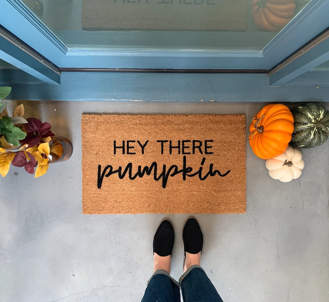 Hey There Pumpkin Doormat Front Porch Decor Thanksgiving - Etsy | Etsy (US)