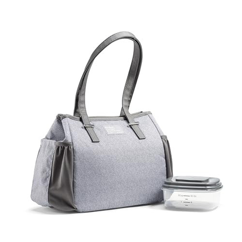 Fit & Fresh Insulated Lunch Bag for Women, Large Lunch Box With Container, Stain-Resistant, Lightweight, for Work - Copley Kit, Gray Tweed | Amazon (US)