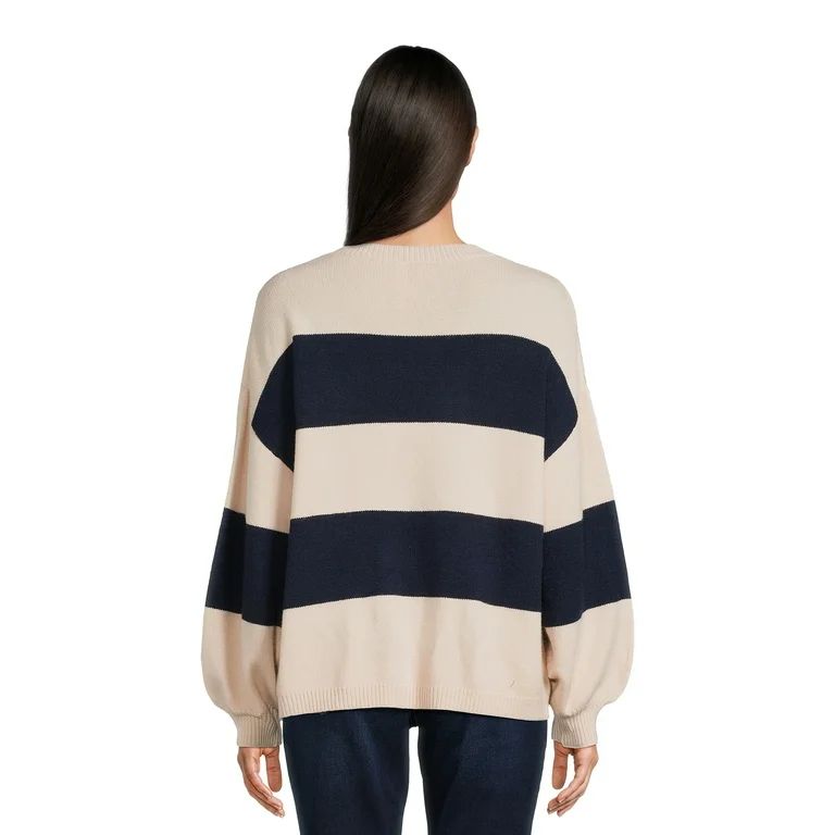 Dreamers By Debut Women's Striped Sweater with Blouson Sleeves, Midweight, Sizes XS-XL | Walmart (US)