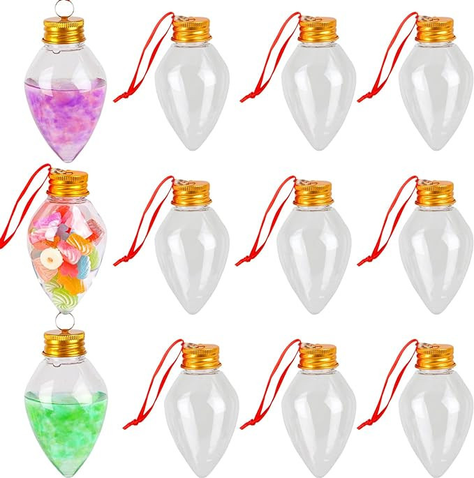 FOIMAS 12 Pack Christmas Booze Balls,Fillable Light Bulb Ball Tree Hanging Ornaments Clear Plasti... | Amazon (US)