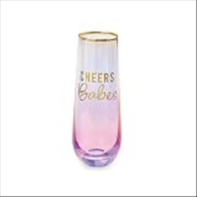 Mud Pie OMBRE CHAMPAGNE GLASS PINK, 9 oz