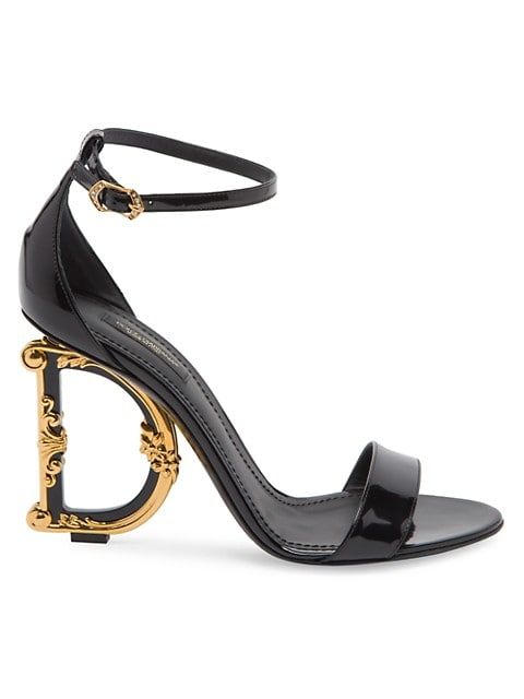 Sculpted-Heel Patent Leather Sandals | Saks Fifth Avenue