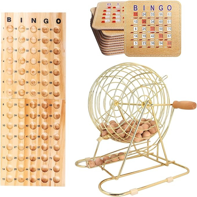 GSE Games & Sports Expert Deluxe Bingo Game Set with Large Brass Cage, 25 Shutter Slide Cards, Ma... | Amazon (US)