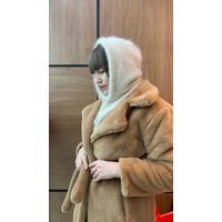 Knit Hood, Balaclava Beige, Hat For Women, Knitted, Bucket Knit, Cowl Angora Hood | Etsy (US)