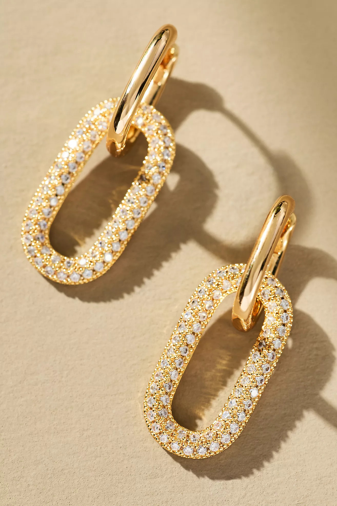 Pavé Paperclip Link Huggie Earrings | Anthropologie (US)