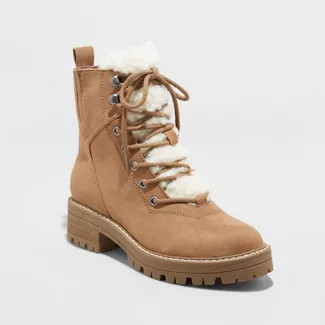 Women's Tessie Microsuede Sherpa Lace-Up Fashion Boots - Universal Thread™ | Target