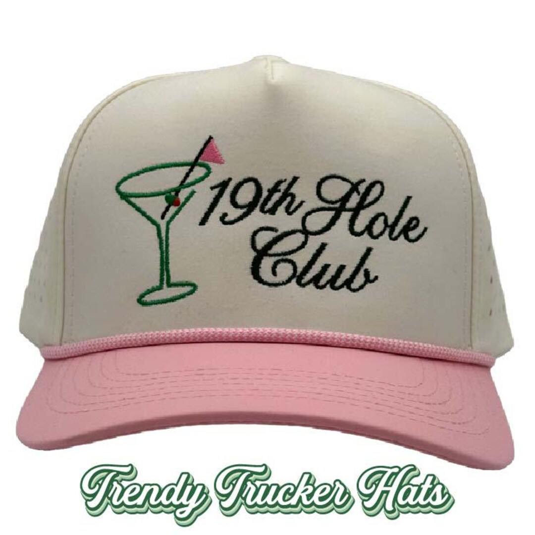 19th Hole Club, Pink/cream Performance Golf Hat, Embroidered Hat, Trendy Trucker Hat, Golf Hat - ... | Etsy (US)